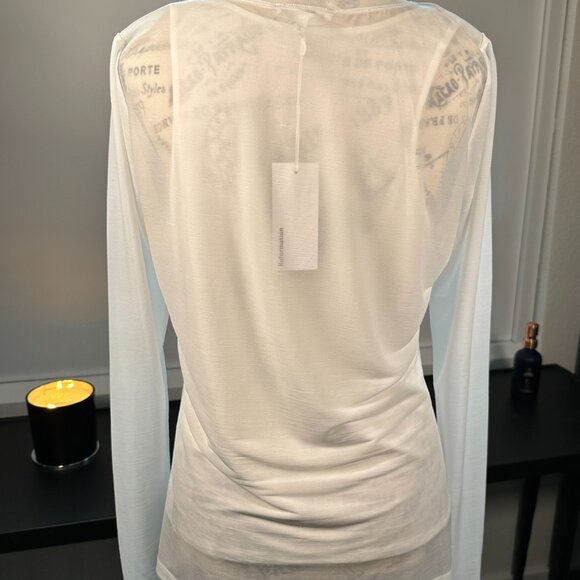 NWT Reformation Seline Knit Top Ivory M Deadstock Sheer Lightweight Long Sleeve - Picture 4 of 8